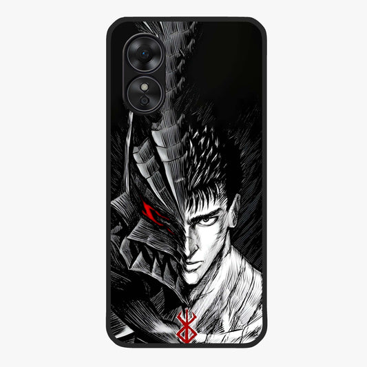 Berserker Blood Oath Glass Case showing flat back view with fierce warrior inspired artwork and glossy glass finish.