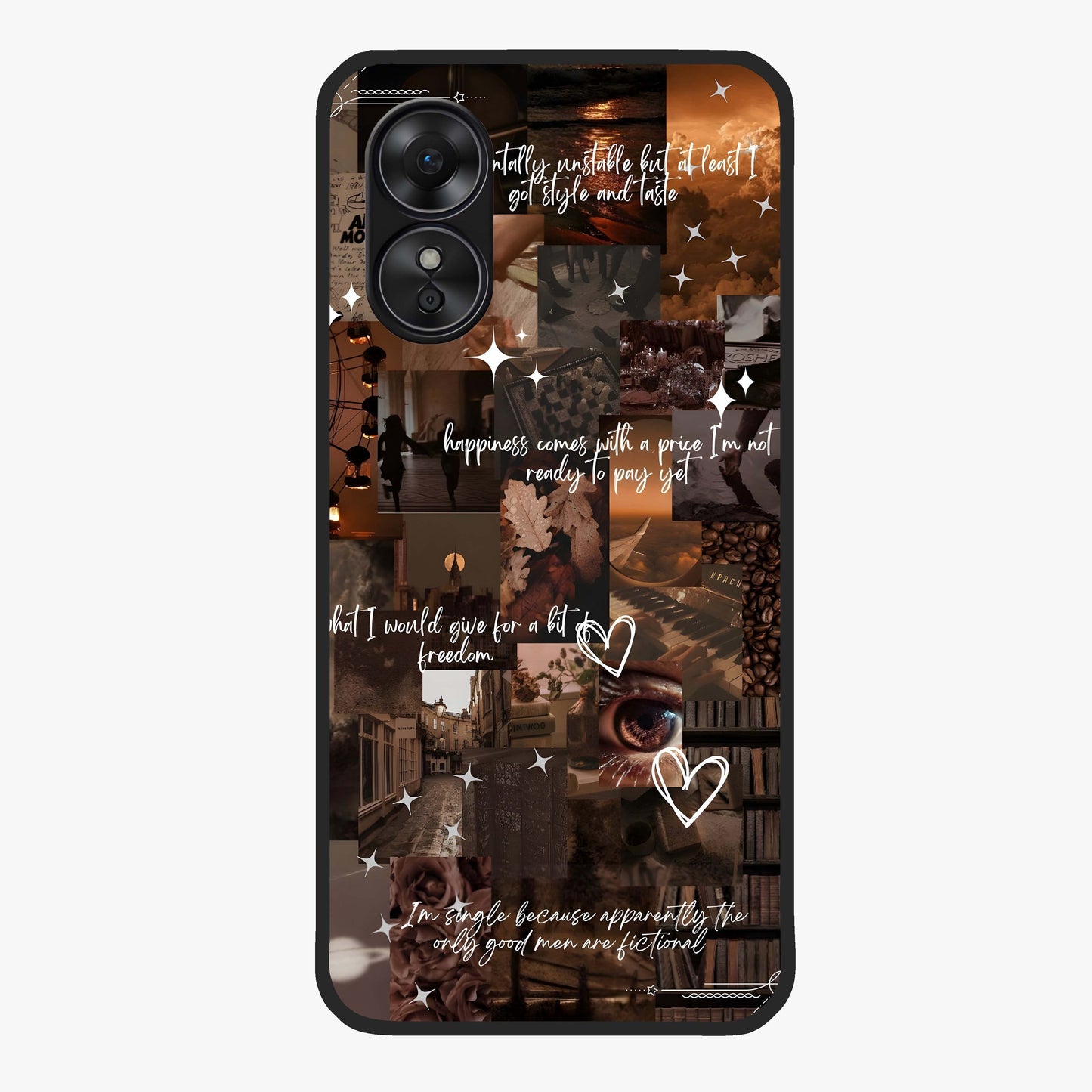 Bittersweet Aesthetic Chaos Glass Case showing flat back view with artistic chaotic aesthetic design and glossy glass finish.