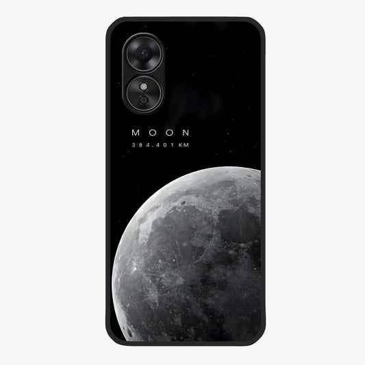 Cosmic Moon Glow Glass Case showing flat back view with glowing moon artwork and glossy glass finish.