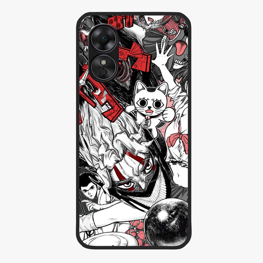 Crimson Chaos Panel Glass Case showing flat back view with bold crimson abstract artwork and glossy glass finish.