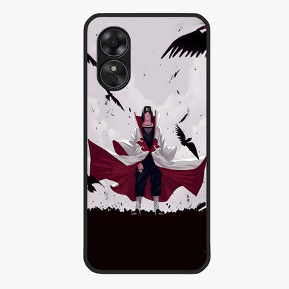 Crimson Crow Ascension Glass Case showing flat back view with mystical crow artwork and glossy glass finish.