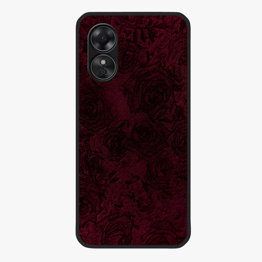 Crimson Fade Flow Glass Case showing flat back view with flowing crimson gradient artwork and glossy glass finish.