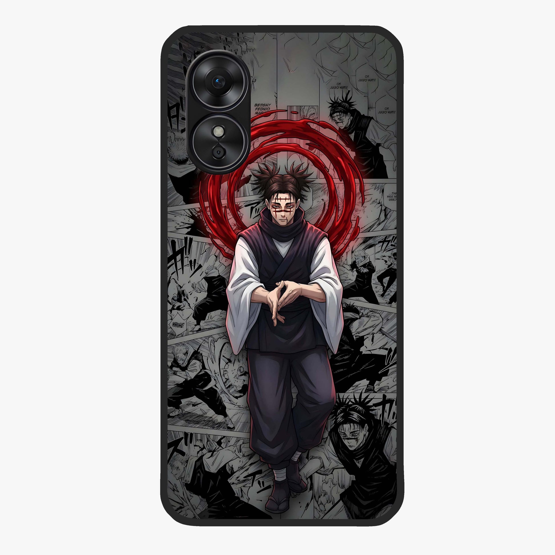 Cursed Ritual Ascension Glass Case showing flat back view with dark ritual themed artwork and glossy glass finish.