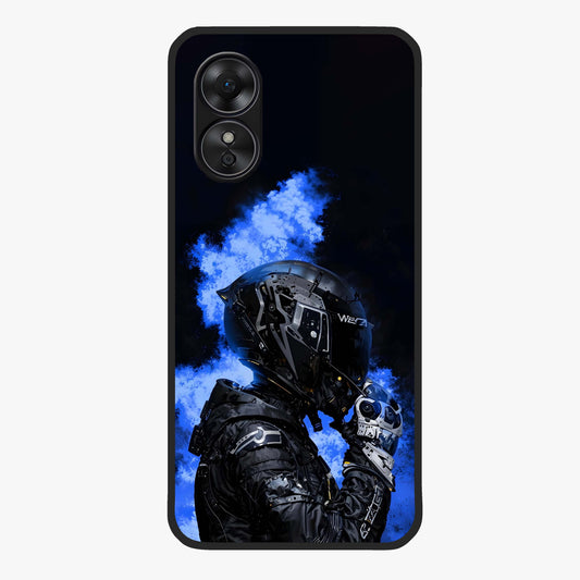 Cyber Sentinel Protocol Glass Case showing flat back view with futuristic cyber themed artwork and glossy glass finish.