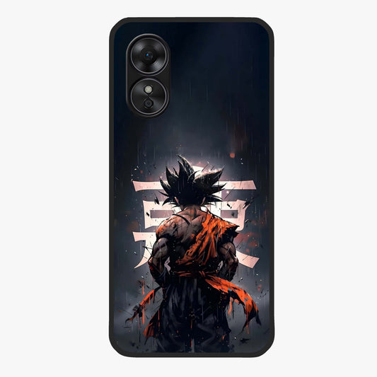 Dark Warrior In Rain Glass Case showing flat back view with warrior artwork in rainy atmosphere and glossy glass finish.