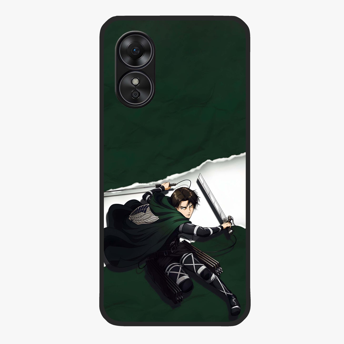 Emerald War Vanguard Glass Case showing flat back view with powerful warrior themed artwork and glossy glass finish.
