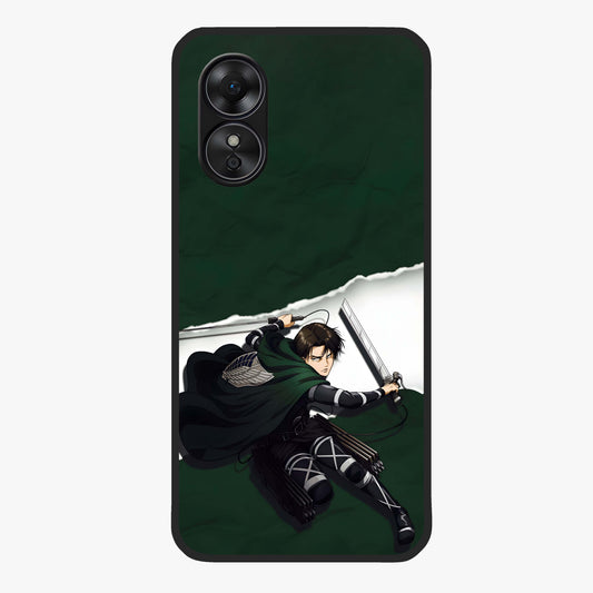 Emerald War Vanguard Glass Case showing flat back view with powerful warrior themed artwork and glossy glass finish.
