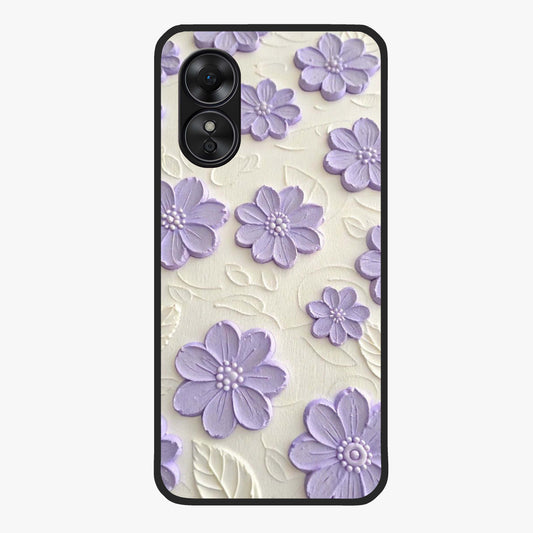 Floral Wall Art With Purple Flowers Glass Case showing flat back view with purple flower artwork and glossy glass finish.