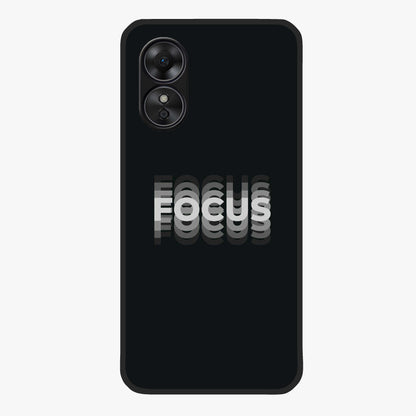 Focus Mode On Glass Case showing flat back view with bold motivational typography design and glossy glass finish.