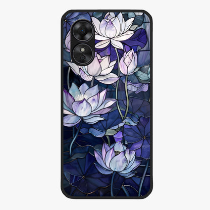 Gloss Petal Rush Glass Case showing flat back view with glossy flower petal artwork and smooth glass finish.