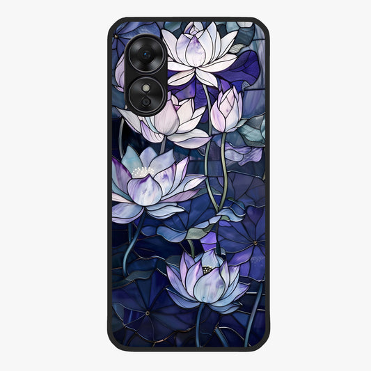 Gloss Petal Rush Glass Case showing flat back view with glossy flower petal artwork and smooth glass finish.