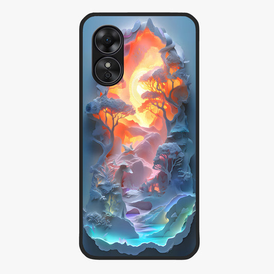 Glow Forest Portal Glass Case showing flat back view with glowing forest portal artwork and glossy glass finish.
