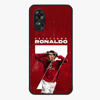 Goal Celebration Legacy Glass Case showing flat back view with football celebration inspired artwork and glossy glass finish.