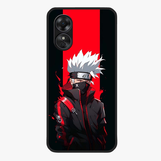 Kakashi Scarlet Shadow Glass Case showing flat back view with powerful anime ninja artwork and glossy glass finish.
