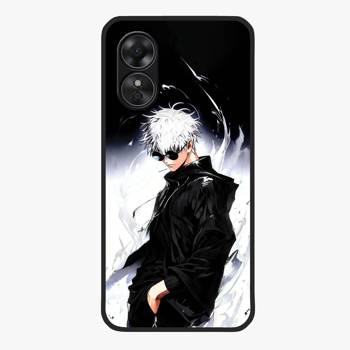 Limitless Shadow King Glass Case showing flat back view with powerful shadow warrior artwork and glossy glass finish.