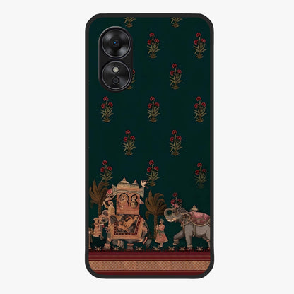Macmerise Glass Case showing flat back view with stylish modern artwork and glossy glass finish.