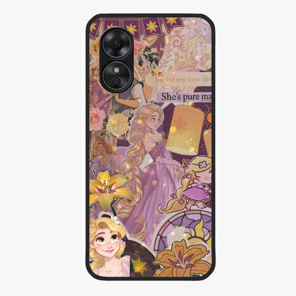 Magical Tangled Dream Glass Case showing flat back view with dreamy tangled artwork and glossy glass finish.