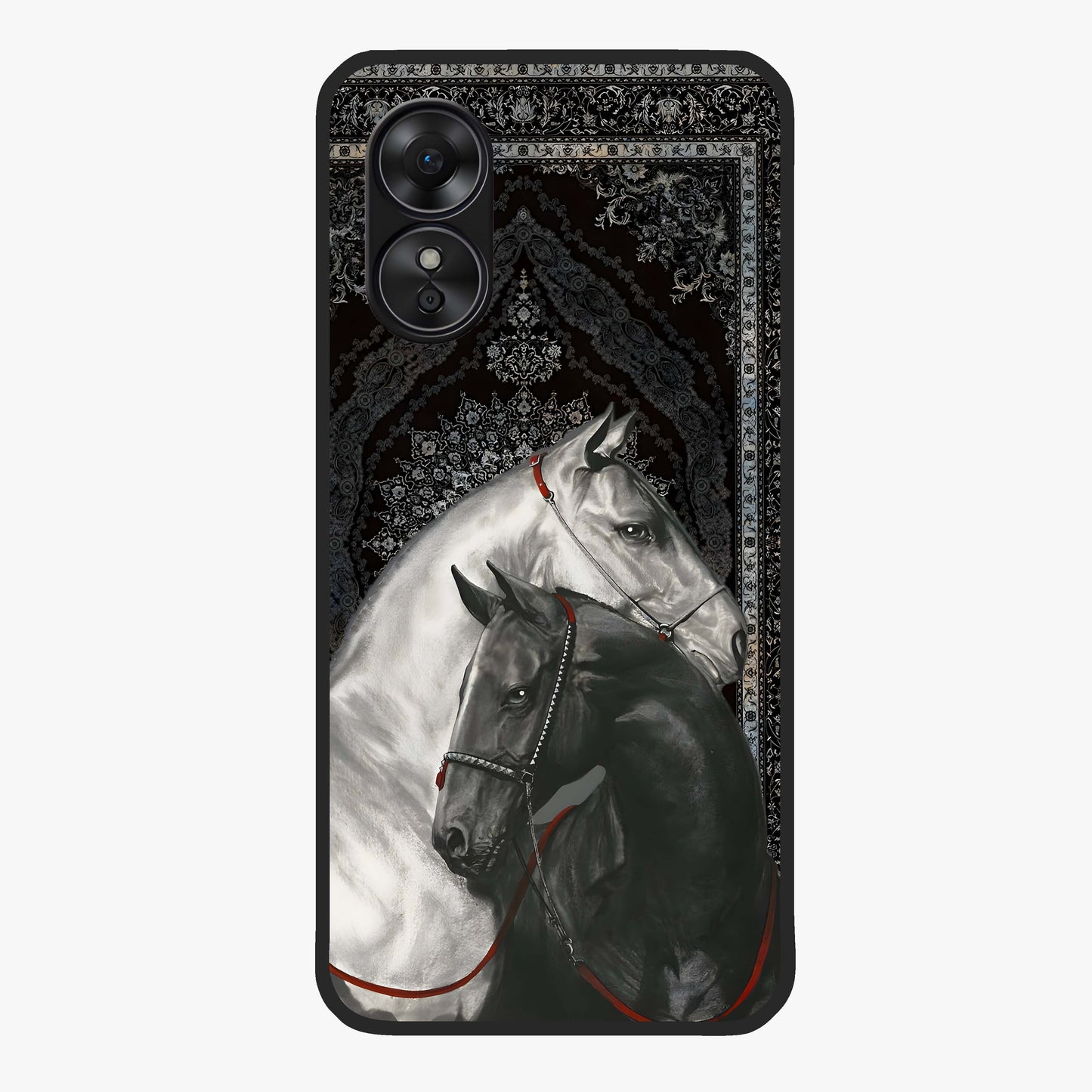 Majestic Ride Legacy Glass Case showing flat back view with powerful automotive inspired artwork and glossy glass finish.