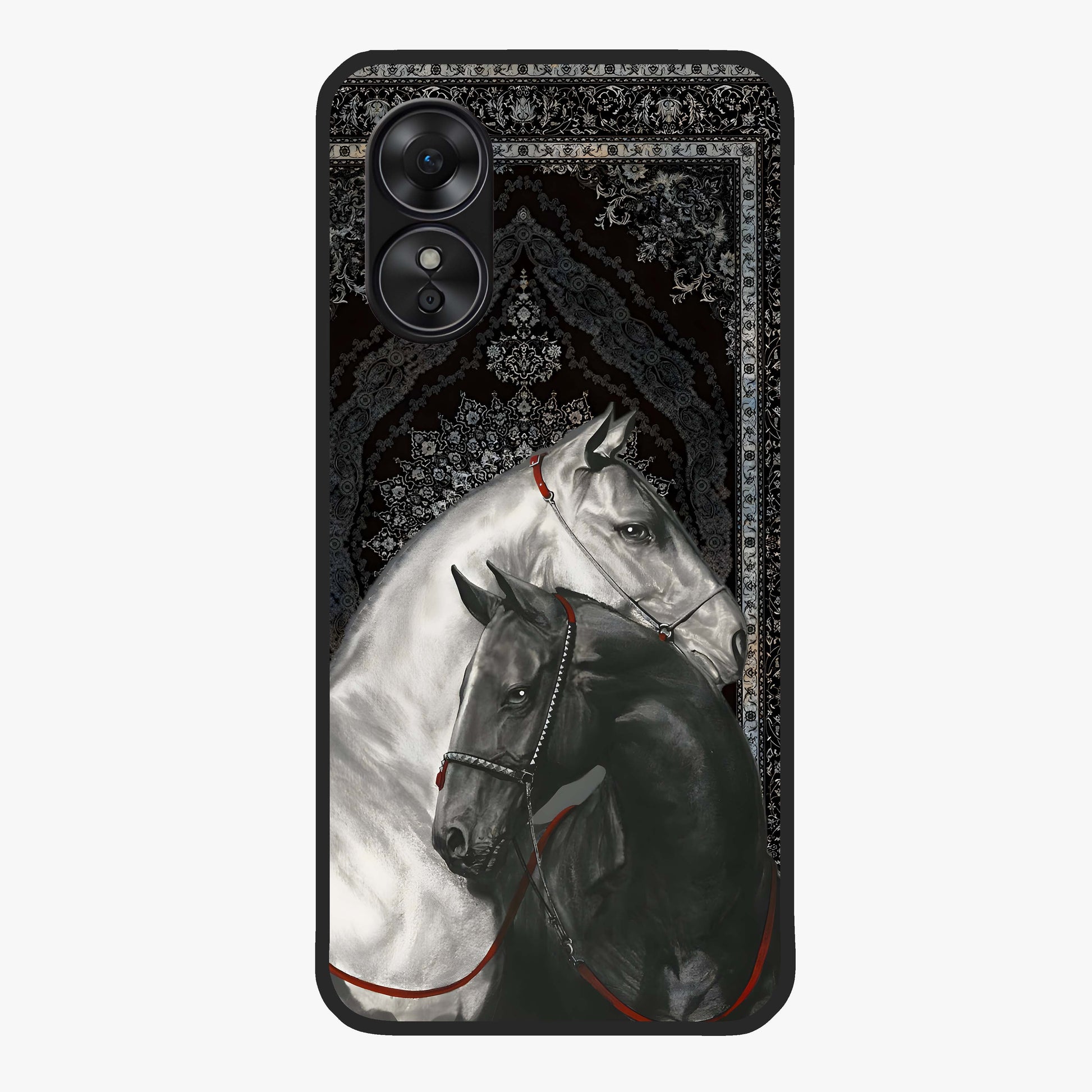 Majestic Ride Legacy Glass Case showing flat back view with powerful automotive inspired artwork and glossy glass finish.