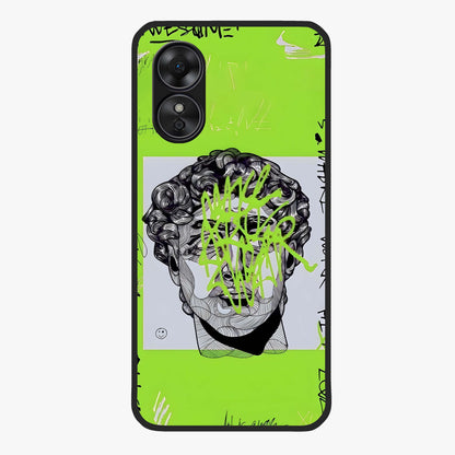 Neo Graffiti Rebellion Glass Case showing flat back view with vibrant graffiti artwork and glossy glass finish.