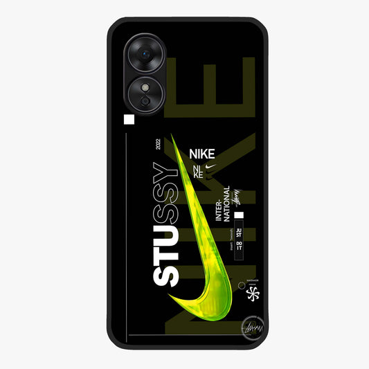 Neon Street Edition Glass Case showing flat back view with neon street style artwork and glossy glass finish.