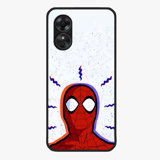 Omg Spiderman Glass Case showing flat back view with bold superhero inspired artwork and glossy glass finish.