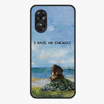 Peace Beyond War Glass Case showing flat back view with symbolic peace themed artwork and glossy glass finish.