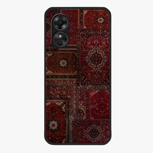 Persian Velvet Tale Glass Case showing flat back view with luxurious Persian velvet pattern artwork and glossy glass finish.