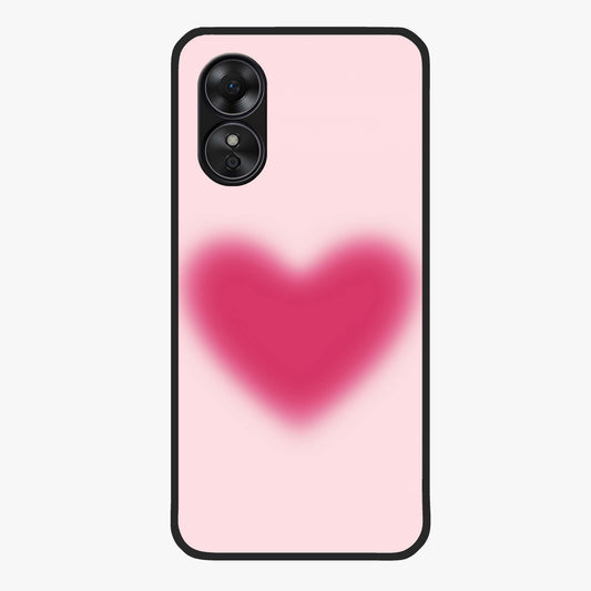 Pink Aura Heart Glass Case showing flat back view with glowing heart artwork and glossy glass finish.