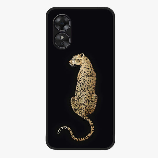 Regal Leopard Glass Case showing flat back view with bold leopard artwork and glossy glass finish.