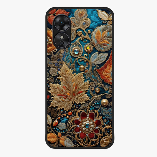 Royal Jewel Garden Glass Case showing flat back view with decorative floral garden artwork and glossy glass finish.
