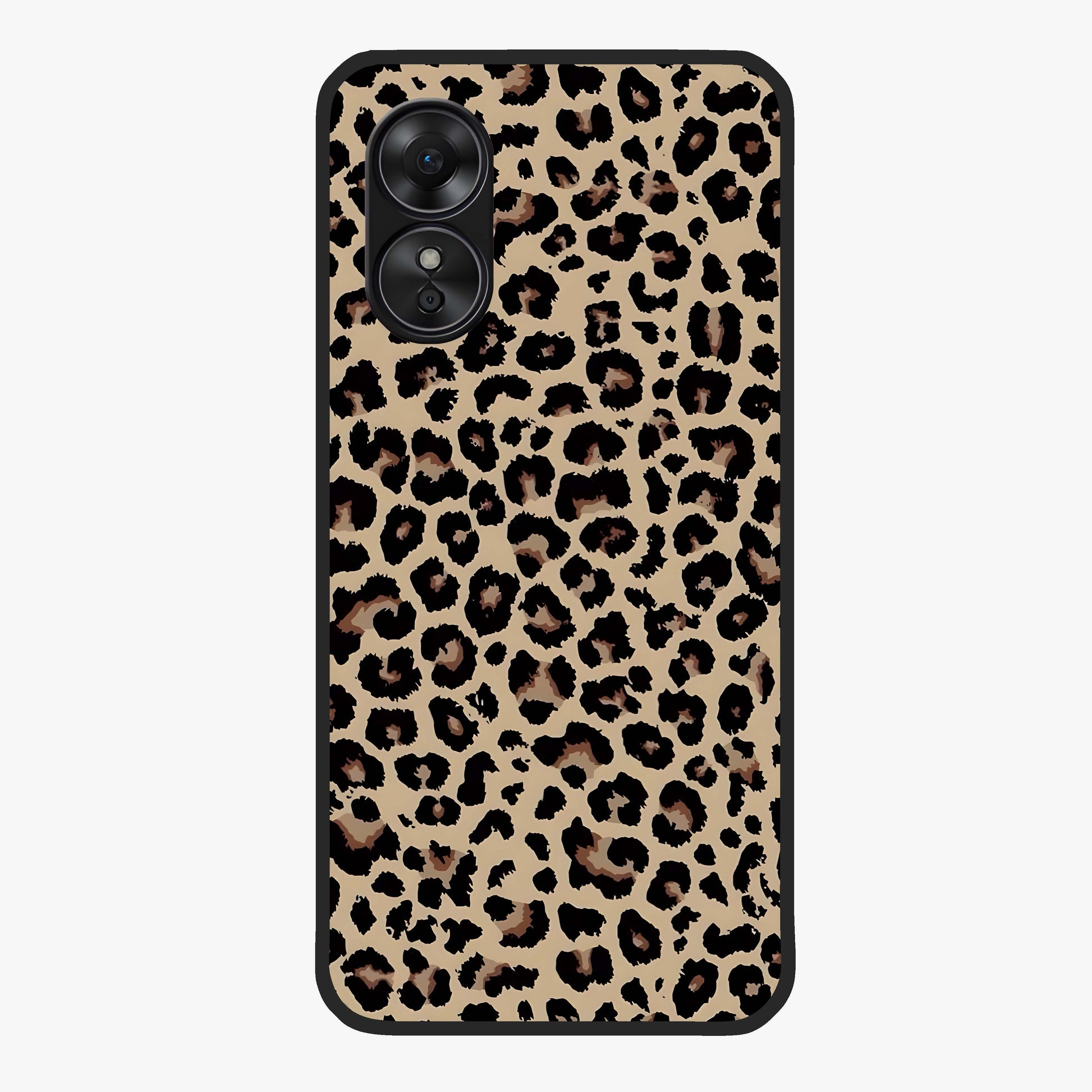 Savage Chic Pattern Glass Case showing flat back view with stylish patterned artwork and glossy glass finish.