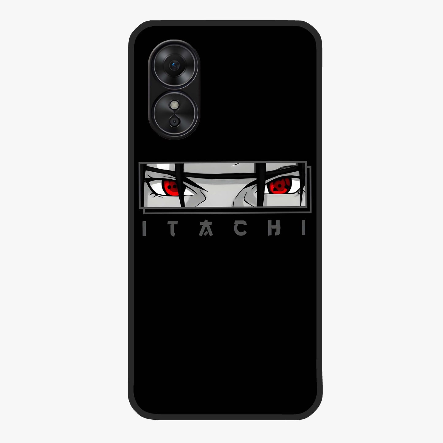 Scarlet Gaze Dominance Glass Case showing flat back view with striking red themed artwork and glossy glass finish.