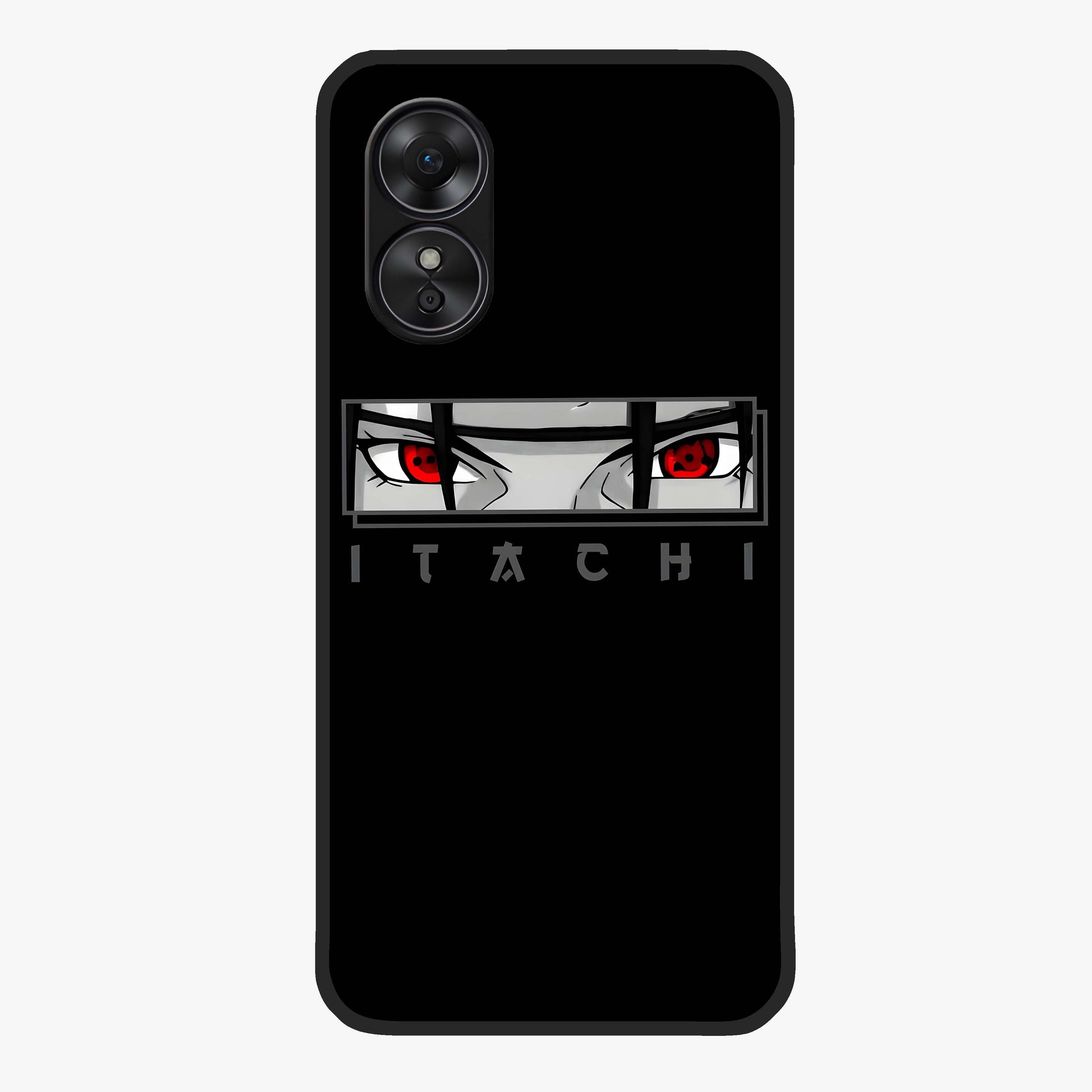 Scarlet Gaze Dominance Glass Case showing flat back view with striking red themed artwork and glossy glass finish.