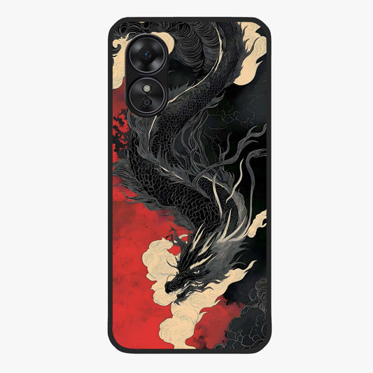 Shadow Dragon Fury Glass Case showing flat back view with fierce dragon artwork and glossy glass finish.