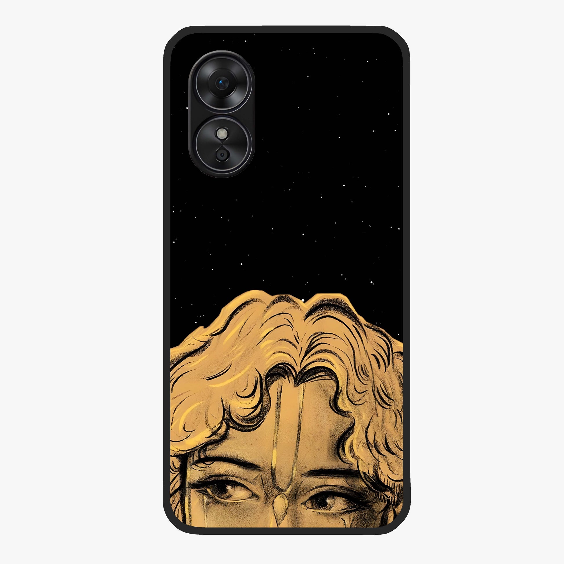 Shri Krishna Art Glass Case showing flat back view with devotional Krishna artwork and glossy glass finish.