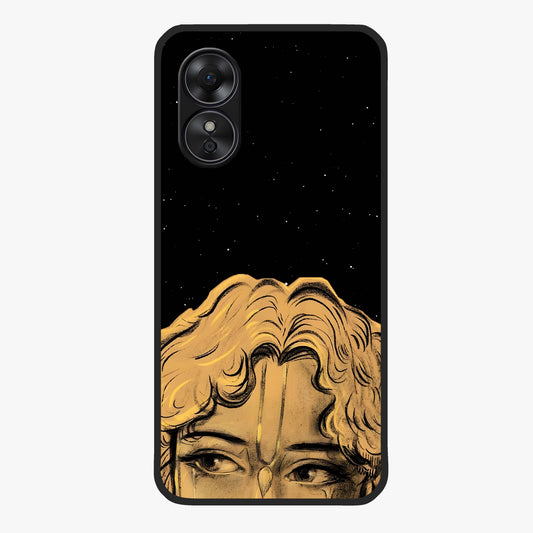 Shri Krishna Art Glass Case showing flat back view with devotional Krishna artwork and glossy glass finish.