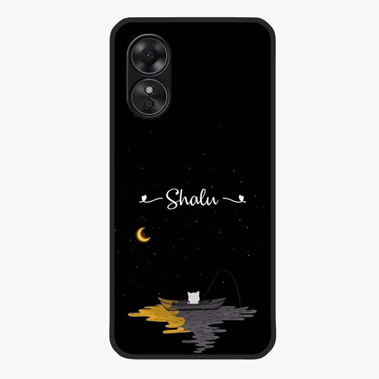 Silent Night Row Glass Case showing flat back view with calm night themed artwork and glossy glass finish.