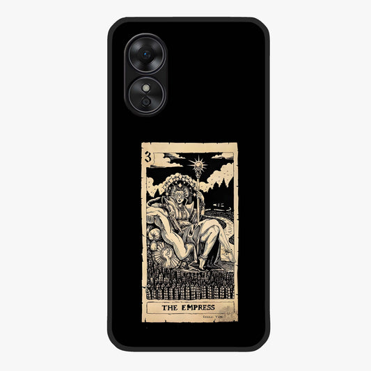 The Empress Glass Case showing flat back view with regal feminine artwork and glossy glass finish.