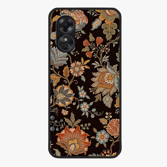 Vintage Floral Dream Glass Case showing flat back view with classic floral artwork and glossy glass finish.