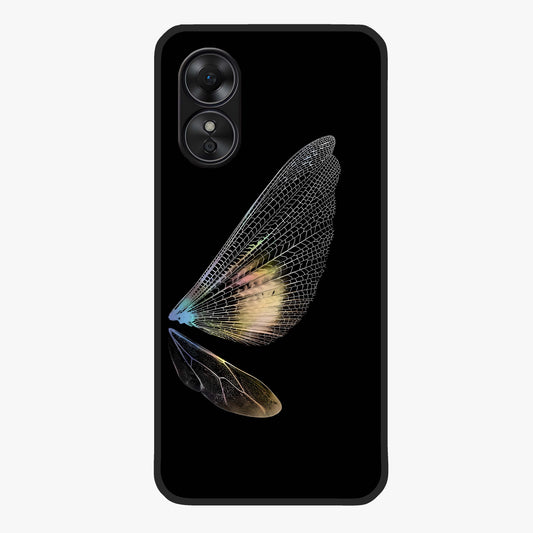 Whispers Of Wings Glass Case showing flat back view with graceful wing inspired artwork and glossy glass finish.