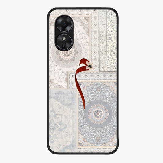 White Aesthetic Bow Glass Case showing flat back view with minimal bow artwork and glossy glass finish.