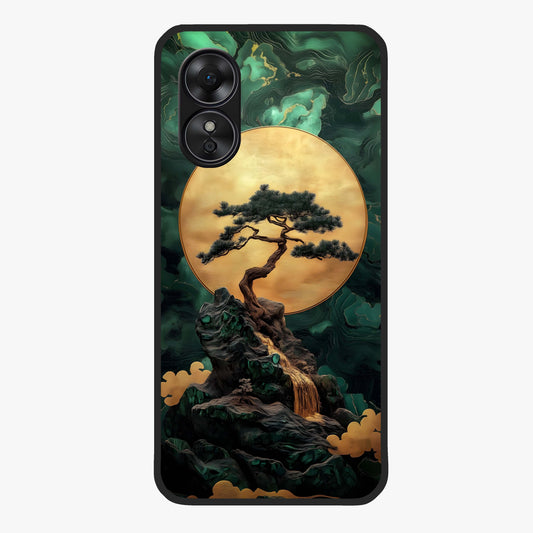 Zen Moon Rise Glass Case showing flat back view with calm moonrise artwork and glossy glass finish.