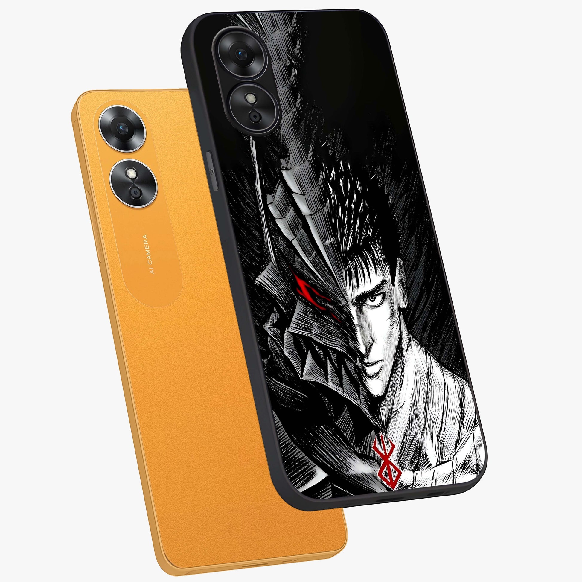 Berserker Blood Oath Glass Case displayed in angled mockup highlighting dark fantasy graphic design and powerful theme.