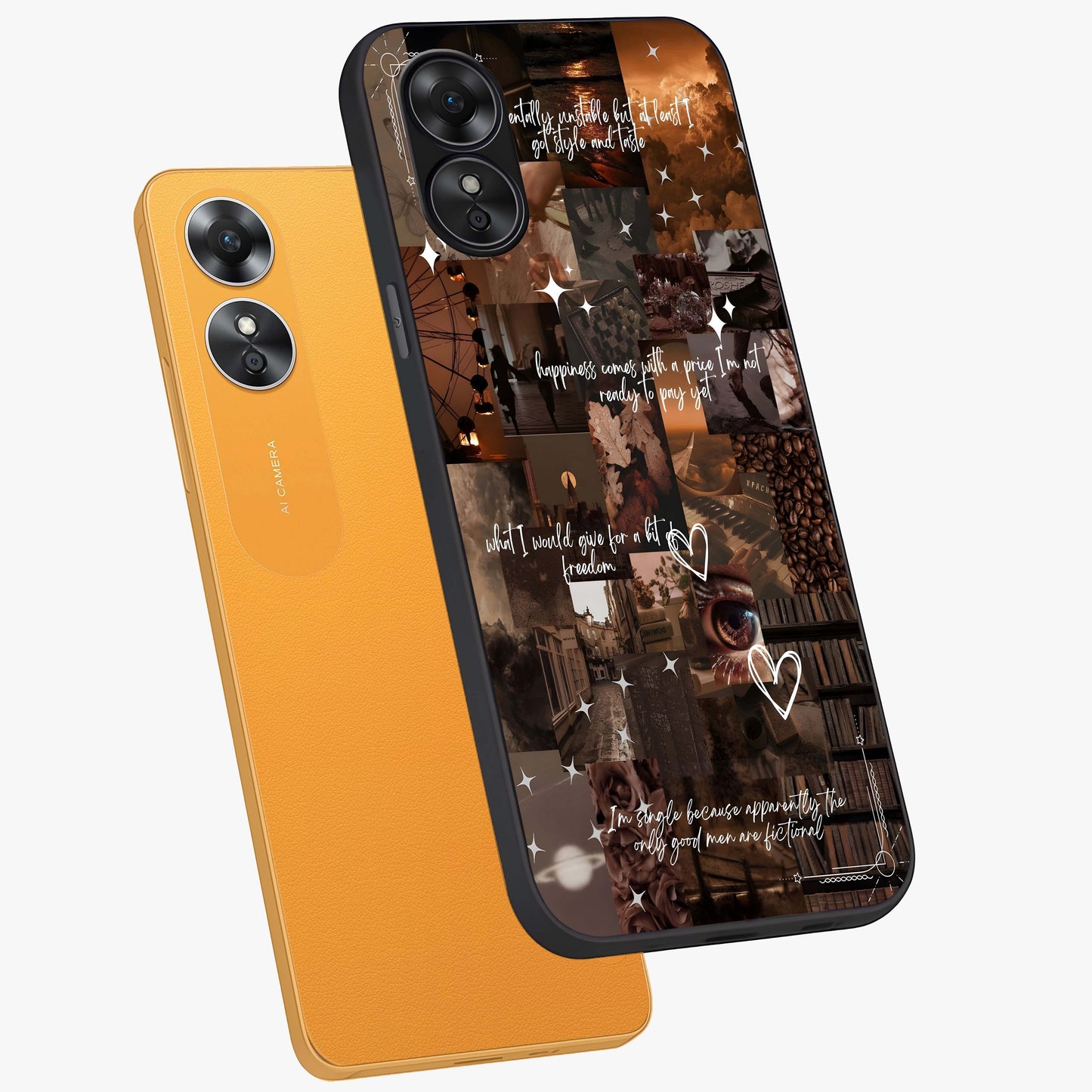 Bittersweet Aesthetic Chaos Glass Case displayed in angled mockup highlighting expressive abstract artwork and edgy aesthetic theme.