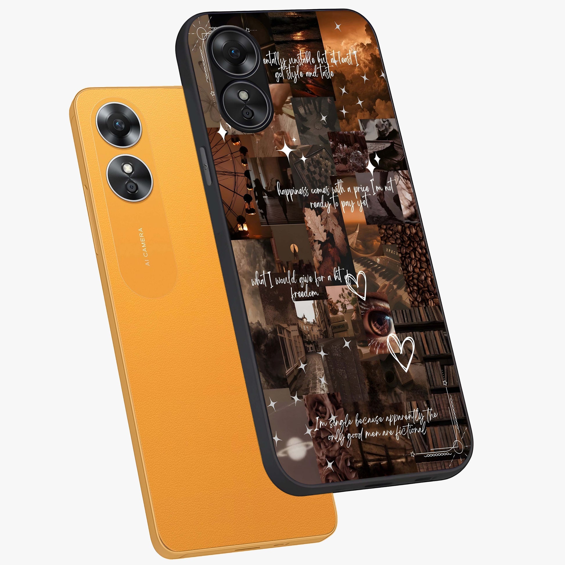 Bittersweet Aesthetic Chaos Glass Case displayed in angled mockup highlighting expressive abstract artwork and edgy aesthetic theme.