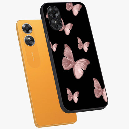Butterfly Pattern Glass Case displayed in angled mockup highlighting delicate butterfly design and aesthetic pattern style.