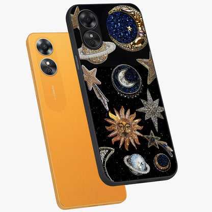 Celestial Gem Constellations Glass Case displayed in angled mockup highlighting gemstone inspired constellation design.