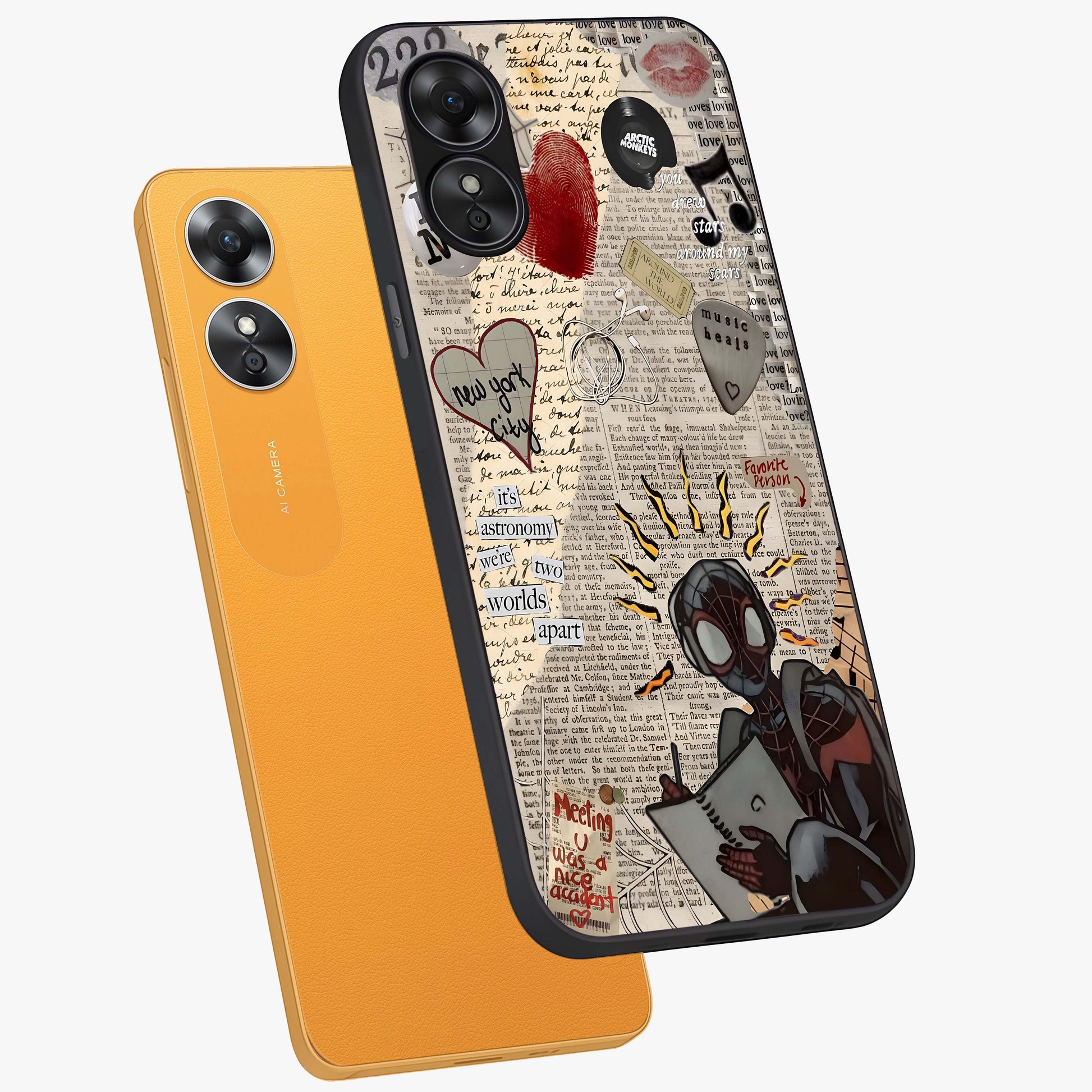 City Dream Sketch Glass Case displayed in angled mockup highlighting minimal city illustration with aesthetic sketch style.