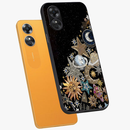 Cosmic Sparkle Dreams Glass Case displayed in angled mockup highlighting dreamy star sparkle design with celestial aesthetic.